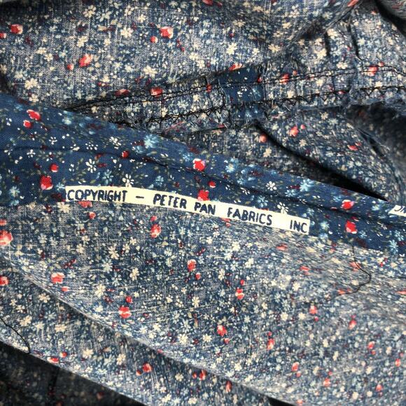 VTG 70s Handmade Maxi Tiered Prairie Dress 36" *See Measurements Blue Calico - Picture 13 of 13